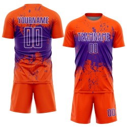 Jersey Custom Splatter Orange Uniform Art Sublimation Soccer Purple-White Abstract Grunge Sports