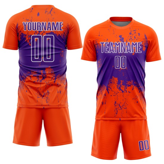 Jersey Custom Splatter Orange Uniform Art Sublimation Soccer Purple-White Abstract Grunge Sports Jersey Custom Splatter Orange Uniform Art Sublimation Soccer Purple-White Abstract Grunge Sports