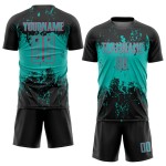 Uniform Black Sports Grunge Jersey Sublimation Abstract Aqua-Neon Splatter Soccer Pink Art Custom