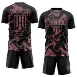 Soccer Custom Black Sports Jersey Pink Uniform Medium Curve Sublimation Lines