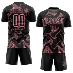 Soccer Custom Black Sports Jersey Pink Uniform Medium Curve Sublimation Lines