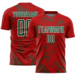 Curve Custom Kelly Lines Green-White Uniform Sublimation Sports Soccer Jersey Red