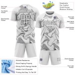 Uniform Custom White Curve Sublimation Soccer Lines Steel Jersey Gray Sports Uniform Custom White Curve Sublimation Soccer Lines Steel Jersey Gray Sports