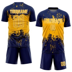 Sports Custom Grunge Jersey Gold-White Splatter Art Abstract Sublimation Soccer Uniform Navy