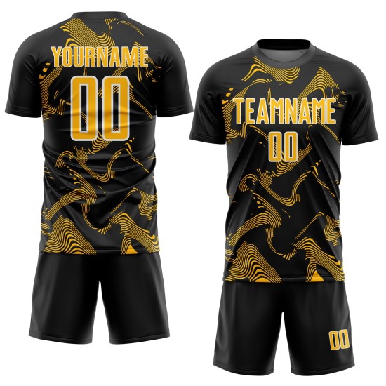 Curve Custom Black Uniform Lines Jersey Sublimation Soccer Gold-White Sports