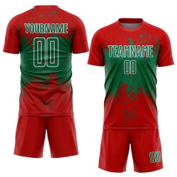 Kelly Sublimation Grunge Jersey Splatter Red Green-White Sports Abstract Soccer Custom Art Uniform