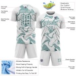 Sports Sublimation Soccer Teal Curve Jersey White Custom Uniform Lines