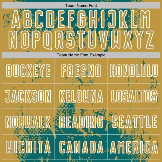 Custom Teal Soccer Uniform Jersey Splatter Art Sports Gold-White Sublimation Abstract Grunge Old