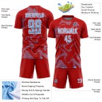 Sublimation Lines Soccer Custom Red Blue-White Uniform Light Sports Jersey Curve