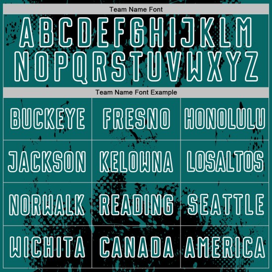 Soccer Sublimation Jersey Grunge Sports Black Splatter Custom Teal-White Uniform Abstract Art Soccer Sublimation Jersey Grunge Sports Black Splatter Custom Teal-White Uniform Abstract Art