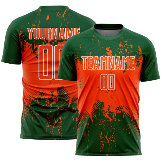 Art Soccer Uniform Sports Orange-White Custom Sublimation Grunge Splatter Abstract Jersey Green Art Soccer Uniform Sports Orange-White Custom Sublimation Grunge Splatter Abstract Jersey Green