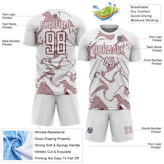 Curve Uniform Jersey Soccer White Sublimation Sports Burgundy Custom Lines Curve Uniform Jersey Soccer White Sublimation Sports Burgundy Custom Lines