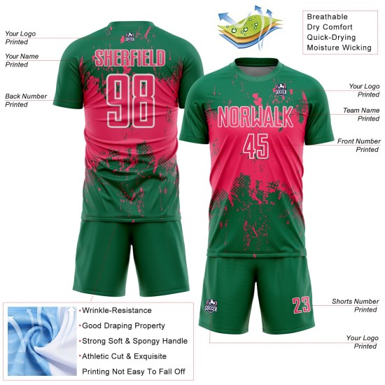 Abstract Neon Soccer Kelly Sublimation Grunge Green Custom Sports Pink-White Jersey Splatter Art Uniform Abstract Neon Soccer Kelly Sublimation Grunge Green Custom Sports Pink-White Jersey Splatter Art Uniform