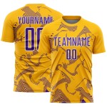 Sublimation Gold Purple-White Sports Soccer Uniform Custom Curve Jersey Lines Sublimation Gold Purple-White Sports Soccer Uniform Custom Curve Jersey Lines