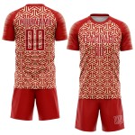 Custom Red Uniform Arrow Geometric Jersey Cream-White Sublimation Soccer Custom Red Uniform Arrow Geometric Jersey Cream-White Sublimation Soccer