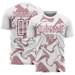 Custom Sublimation Lines White Uniform Curve Crimson Jersey Soccer Sports