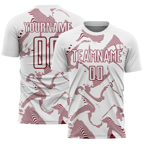 Custom Sublimation Lines White Uniform Curve Crimson Jersey Soccer Sports Custom Sublimation Lines White Uniform Curve Crimson Jersey Soccer Sports