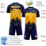 Sports Custom Grunge Jersey Gold-White Splatter Art Abstract Sublimation Soccer Uniform Navy Sports Custom Grunge Jersey Gold-White Splatter Art Abstract Sublimation Soccer Uniform Navy