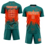 Uniform Orange-White Art Custom Teal Sports Splatter Grunge Soccer Jersey Sublimation Abstract