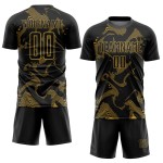 Old Custom Jersey Black Soccer Lines Sublimation Curve Uniform Gold Sports