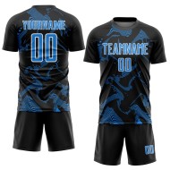 Custom Soccer Lines Sublimation Blue-White Powder Sports Jersey Uniform Curve Black