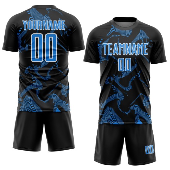 Custom Soccer Lines Sublimation Blue-White Powder Sports Jersey Uniform Curve Black