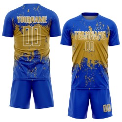 Art Sports Blue Custom Grunge Splatter Jersey Gold-White Old Sublimation Abstract Thunder Soccer Uniform Art Sports Blue Custom Grunge Splatter Jersey Gold-White Old Sublimation Abstract Thunder Soccer Uniform