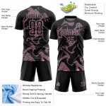 Sports Sublimation Uniform Soccer Black Jersey Pink Light Custom Curve Lines