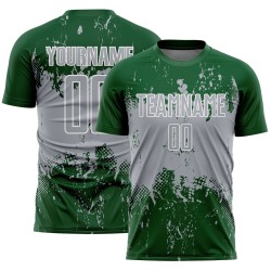 Gray-White Uniform Grunge Jersey Custom Splatter Soccer Green Art Sublimation Abstract Sports