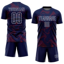 Crimson-White Sports Uniform Jersey Navy Soccer Sublimation Lines Custom Curve