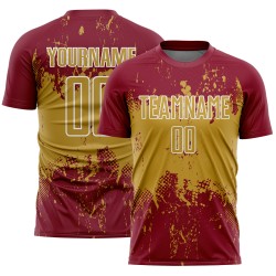Sports Splatter Crimson Grunge Uniform Jersey Old Abstract Gold-White Sublimation Art Custom Soccer