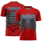 Art Steel Sublimation Grunge Uniform Gray-Light Abstract Custom Red Splatter Jersey Soccer Blue Sports Art Steel Sublimation Grunge Uniform Gray-Light Abstract Custom Red Splatter Jersey Soccer Blue Sports