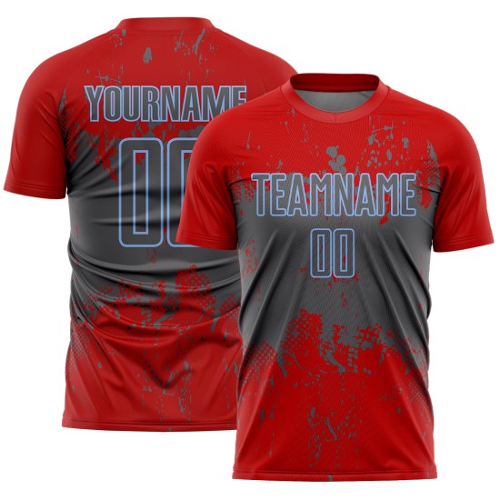 Art Steel Sublimation Grunge Uniform Gray-Light Abstract Custom Red Splatter Jersey Soccer Blue Sports Art Steel Sublimation Grunge Uniform Gray-Light Abstract Custom Red Splatter Jersey Soccer Blue Sports