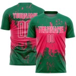 Abstract Neon Soccer Kelly Sublimation Grunge Green Custom Sports Pink-White Jersey Splatter Art Uniform Abstract Neon Soccer Kelly Sublimation Grunge Green Custom Sports Pink-White Jersey Splatter Art Uniform