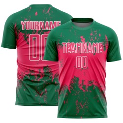 Abstract Neon Soccer Kelly Sublimation Grunge Green Custom Sports Pink-White Jersey Splatter Art Uniform