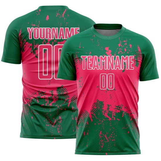 Abstract Neon Soccer Kelly Sublimation Grunge Green Custom Sports Pink-White Jersey Splatter Art Uniform Abstract Neon Soccer Kelly Sublimation Grunge Green Custom Sports Pink-White Jersey Splatter Art Uniform