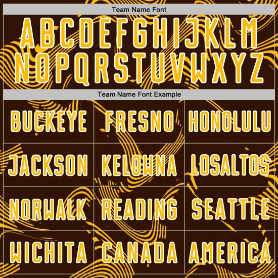 Custom Jersey Brown Gold-White Lines Curve Uniform Sublimation Sports Soccer Custom Jersey Brown Gold-White Lines Curve Uniform Sublimation Sports Soccer