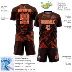 Custom Sublimation Sports Brown Jersey Soccer Orange-White Lines Curve Uniform