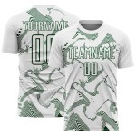 Sports Curve Uniform Lines Soccer Sublimation Green Jersey White Custom Sports Curve Uniform Lines Soccer Sublimation Green Jersey White Custom