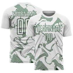 Sports Curve Uniform Lines Soccer Sublimation Green Jersey White Custom