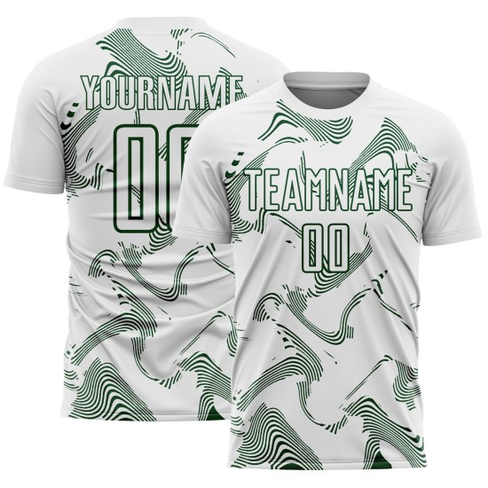 Sports Curve Uniform Lines Soccer Sublimation Green Jersey White Custom Sports Curve Uniform Lines Soccer Sublimation Green Jersey White Custom