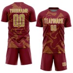 Soccer Custom Sports Jersey Curve Lines Uniform Crimson Sublimation Gold-White Old Soccer Custom Sports Jersey Curve Lines Uniform Crimson Sublimation Gold-White Old