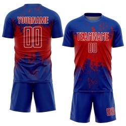 Splatter Red-White Sublimation Jersey Grunge Soccer Abstract Sports Art Custom Uniform Royal