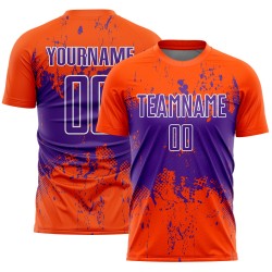 Jersey Custom Splatter Orange Uniform Art Sublimation Soccer Purple-White Abstract Grunge Sports