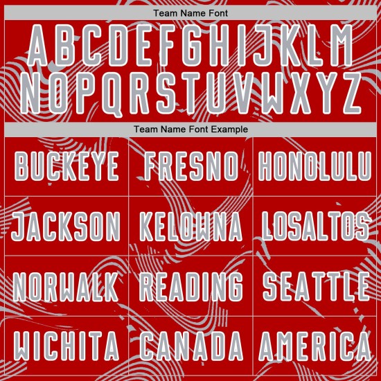 Custom Lines Soccer Sublimation Uniform Curve Red Sports Jersey Gray-White