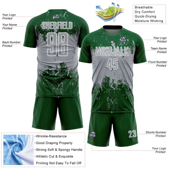 Gray-White Uniform Grunge Jersey Custom Splatter Soccer Green Art Sublimation Abstract Sports Gray-White Uniform Grunge Jersey Custom Splatter Soccer Green Art Sublimation Abstract Sports