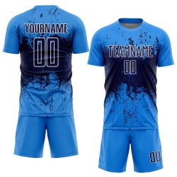 Sublimation Blue Navy-White Art Jersey Uniform Custom Abstract Splatter Soccer Sports Grunge Powder