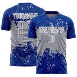 Splatter Gray-White Uniform Soccer Custom Jersey Sports Abstract Art Royal Sublimation Grunge