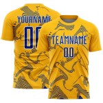 Custom Jersey Curve Sublimation Royal-White Gold Soccer Uniform Lines Sports Custom Jersey Curve Sublimation Royal-White Gold Soccer Uniform Lines Sports