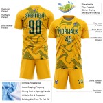 Uniform Lines Sublimation Soccer Curve Jersey Gold Green-White Sports Custom Uniform Lines Sublimation Soccer Curve Jersey Gold Green-White Sports Custom